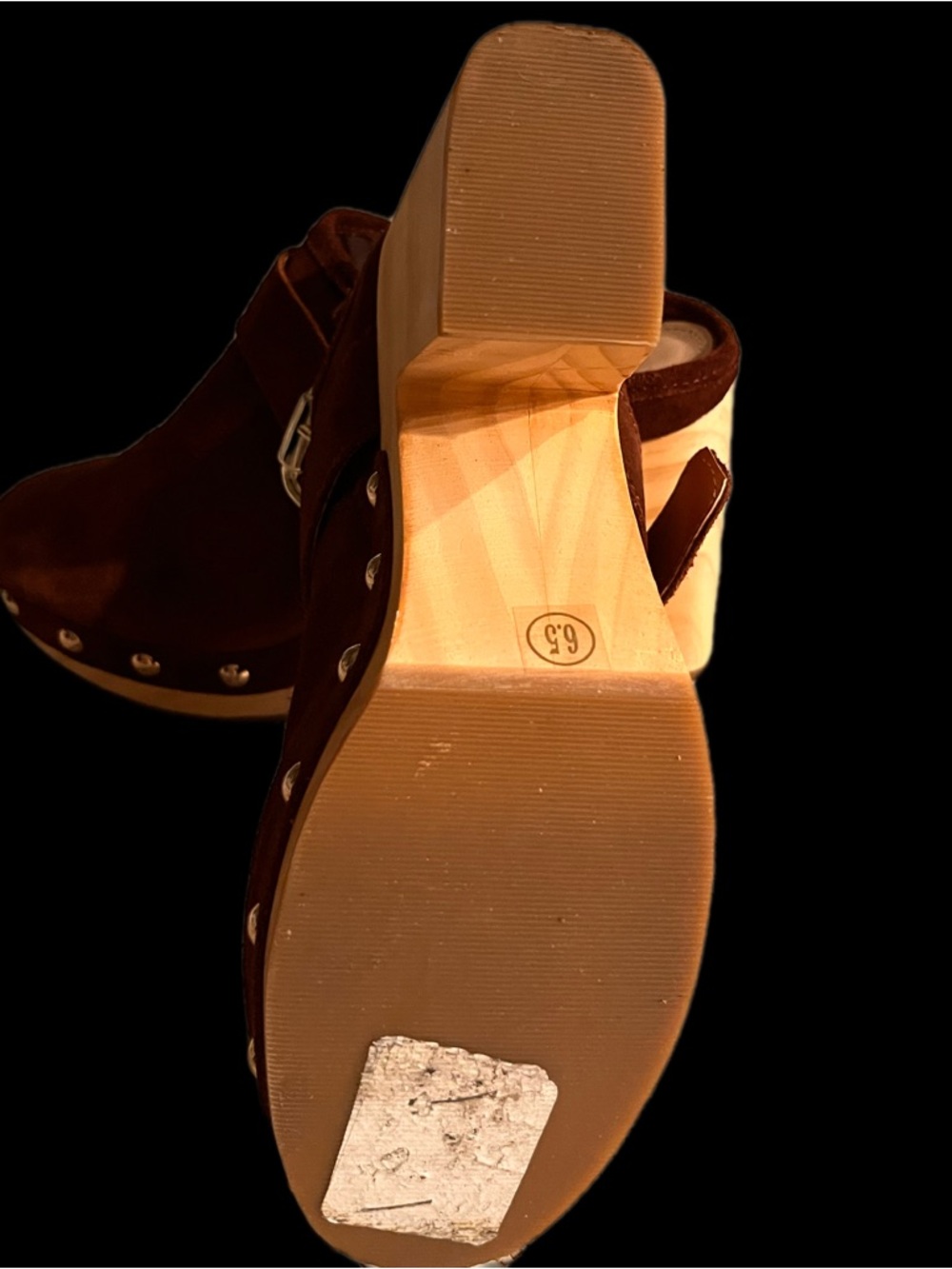 Steve Madden Hilde Suede Wooden Platform Clog Size 6.5 - Picture 9 of 13